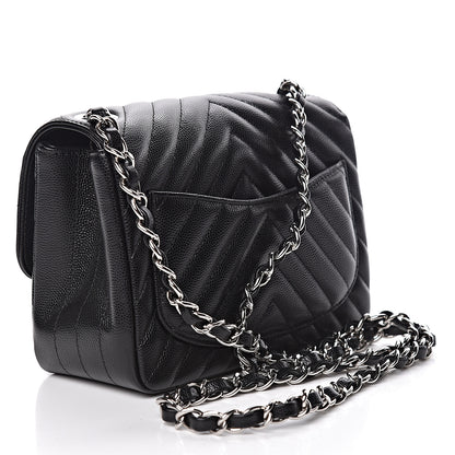 Chanel Caviar Chevron Quilted Mini Square Flap Black 3 of 10