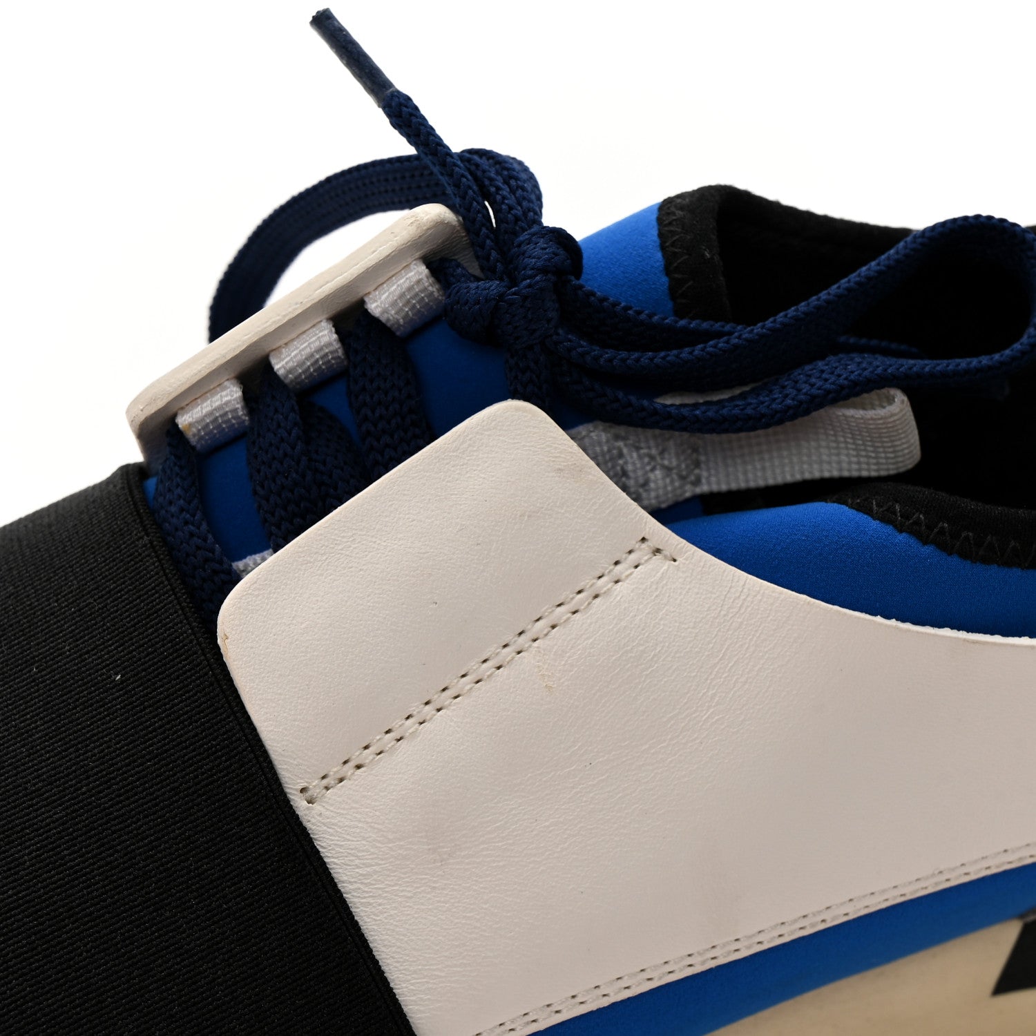 Balenciaga Mesh Neoprene Calfskin Suede Womens Race Runner Sneakers 37 Bleu Saphir White Black 9 of 10