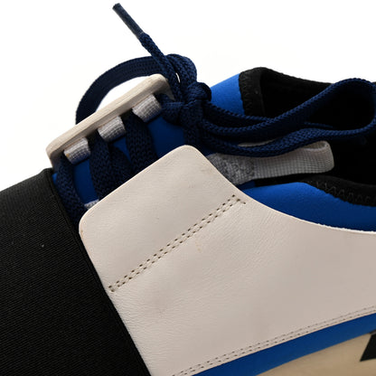 Balenciaga Mesh Neoprene Calfskin Suede Womens Race Runner Sneakers 37 Bleu Saphir White Black 9 of 10