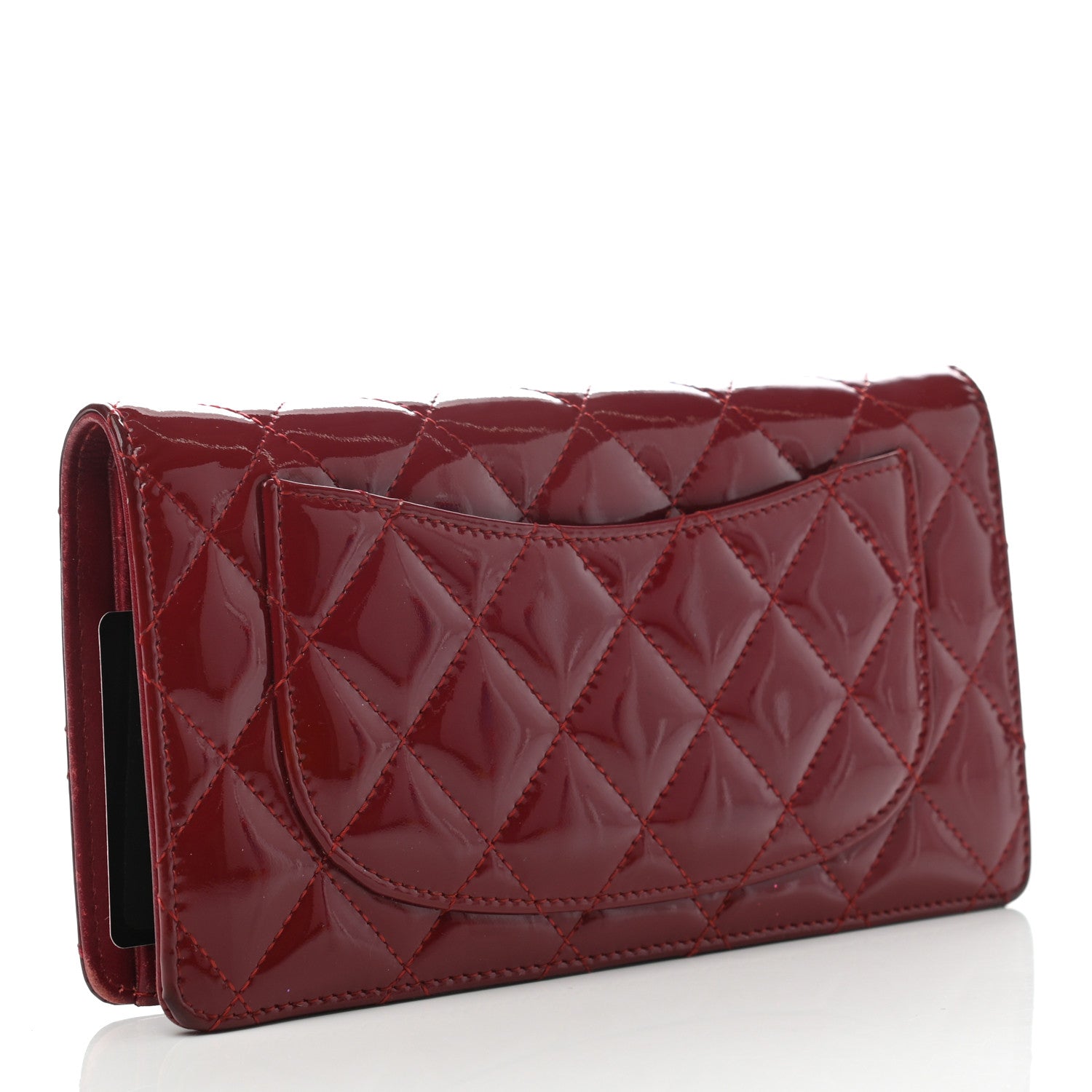 Chanel Patent Calfskin Quilted Yen Wallet Red 3 of 8