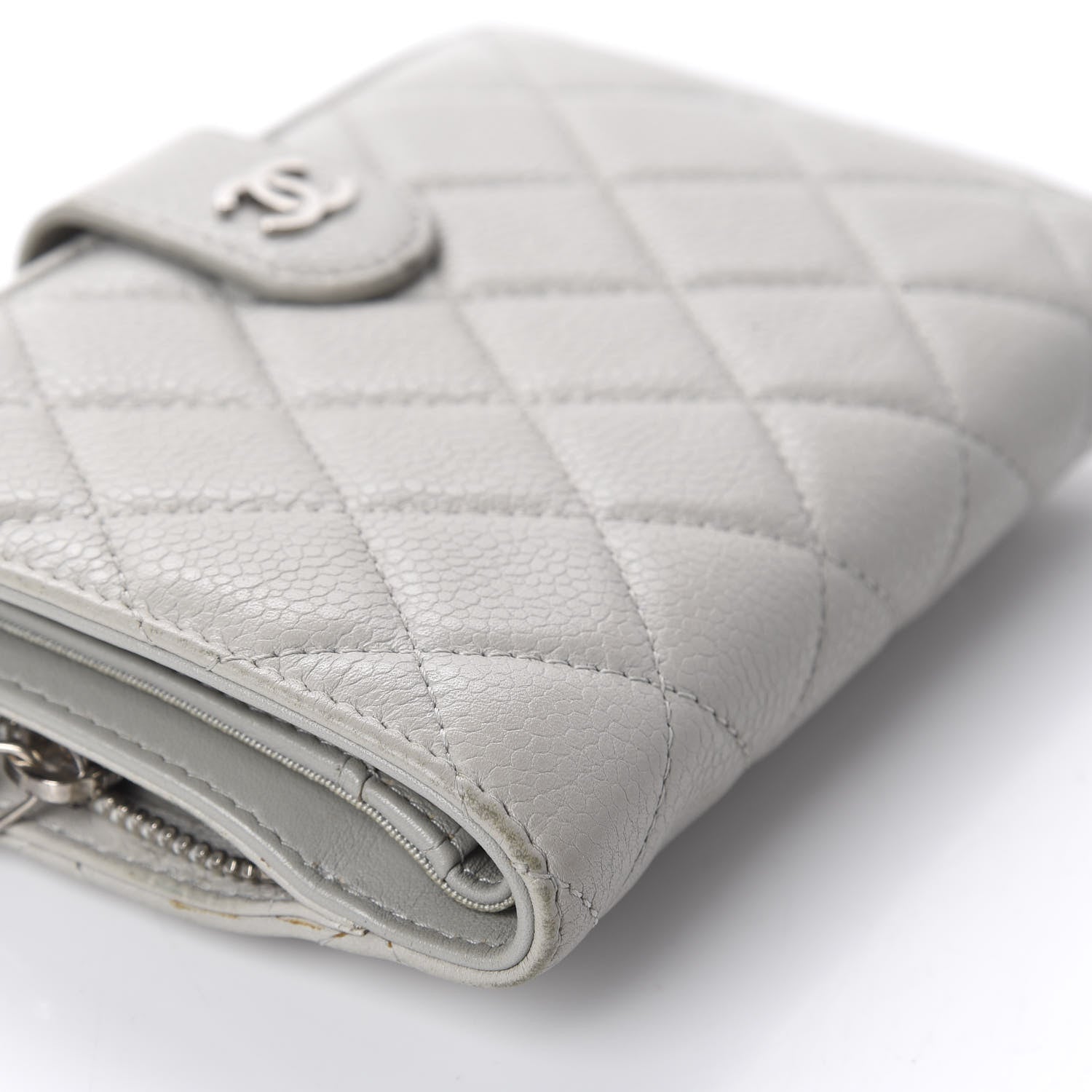 Chanel Caviar Quilted CC French Wallet Light Gray 6 of 15