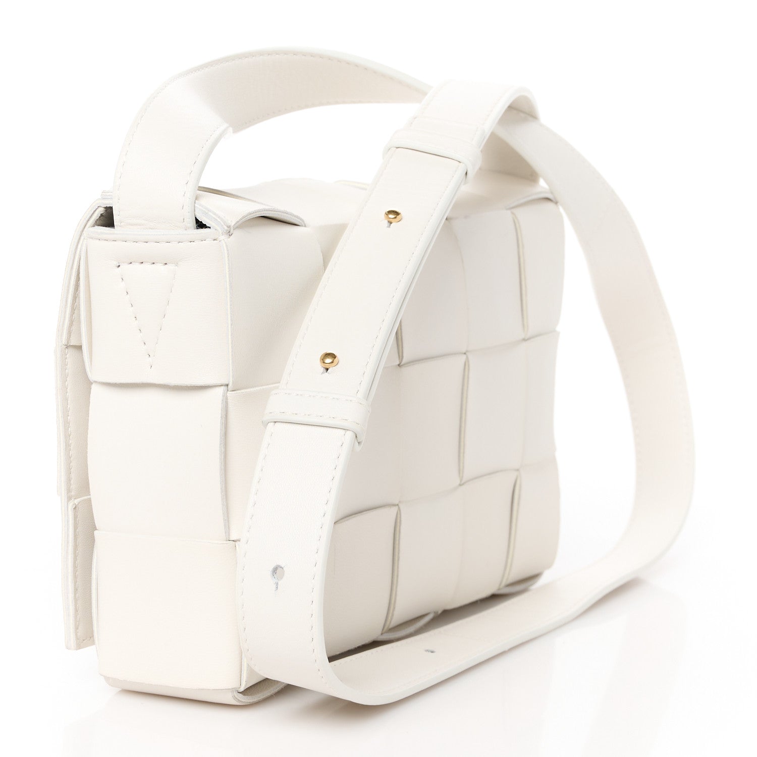 Bottega Veneta Lambskin Maxi Intrecciato Cassette Crossbody Bag White 3 of 12