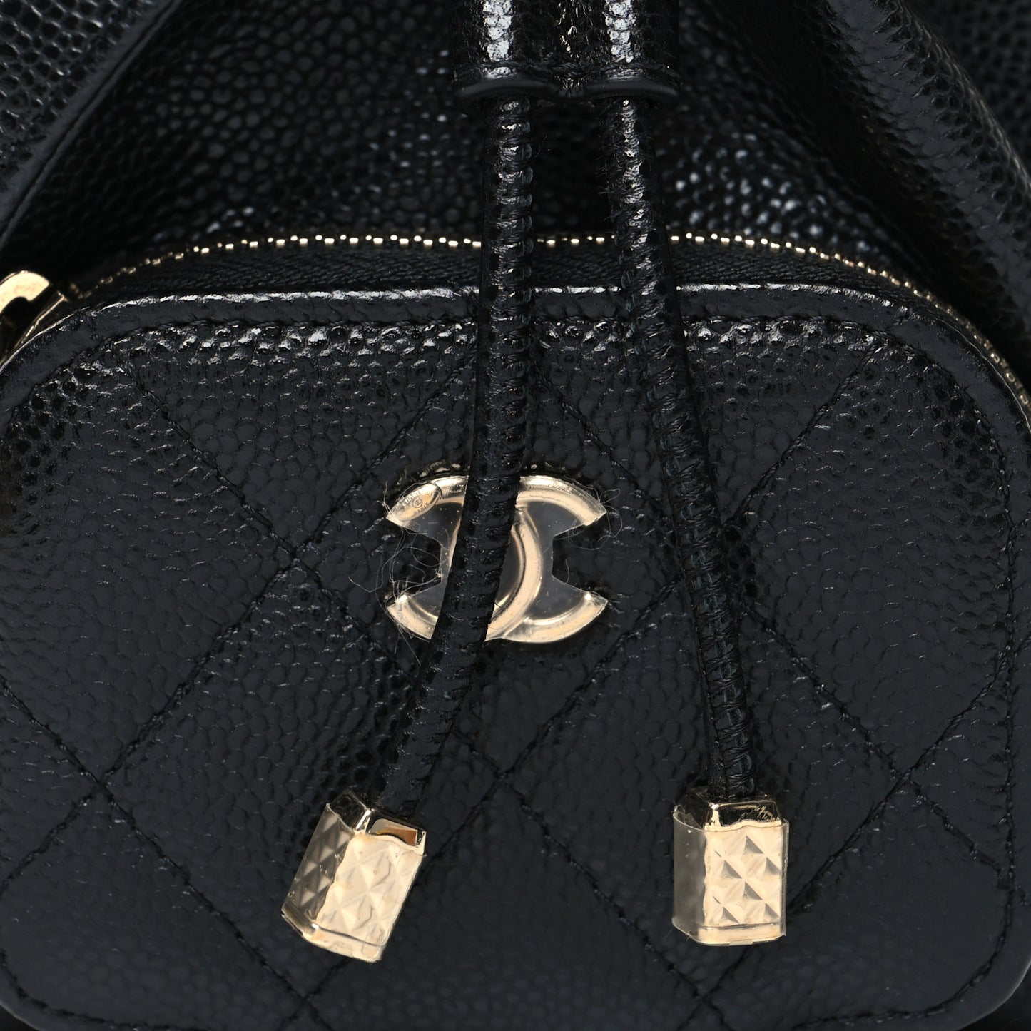 Caviar Quilted Mini CC Pocket Bucket Bag Black