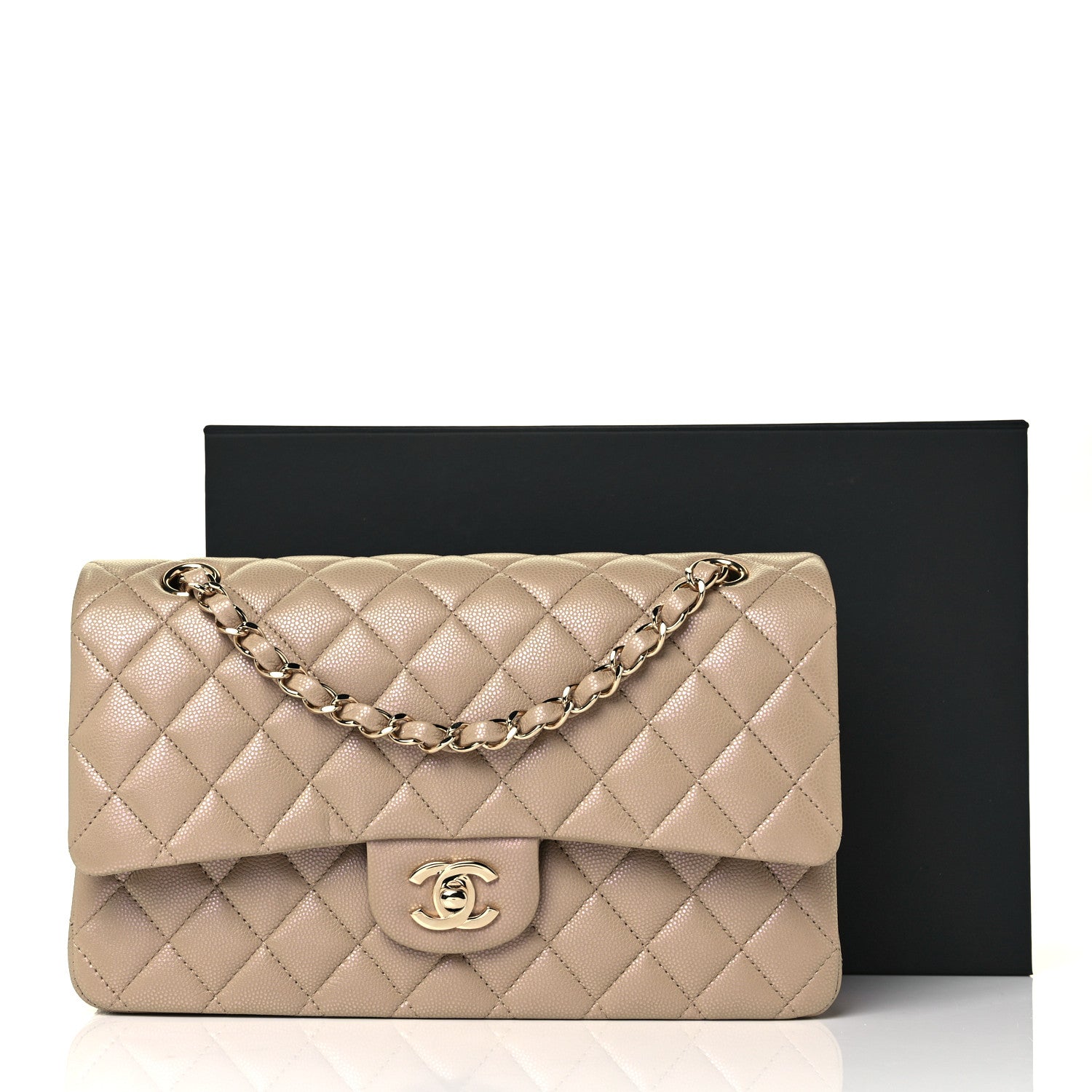 Chanel Iridescent Caviar Quilted Medium Double Flap Dark Beige 11 of 11