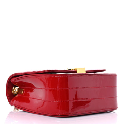Saint Laurent Patent Matelasse Monogram Small Vicky Chain Bag Red 4 of 17