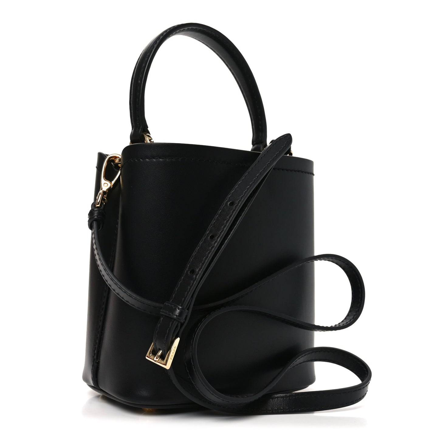 Soft Calfskin Small Panier Bucket Bag Black