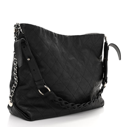 Chanel Grained Calfskin Stitched Medium Braided With Style Hobo Black 3 of 10