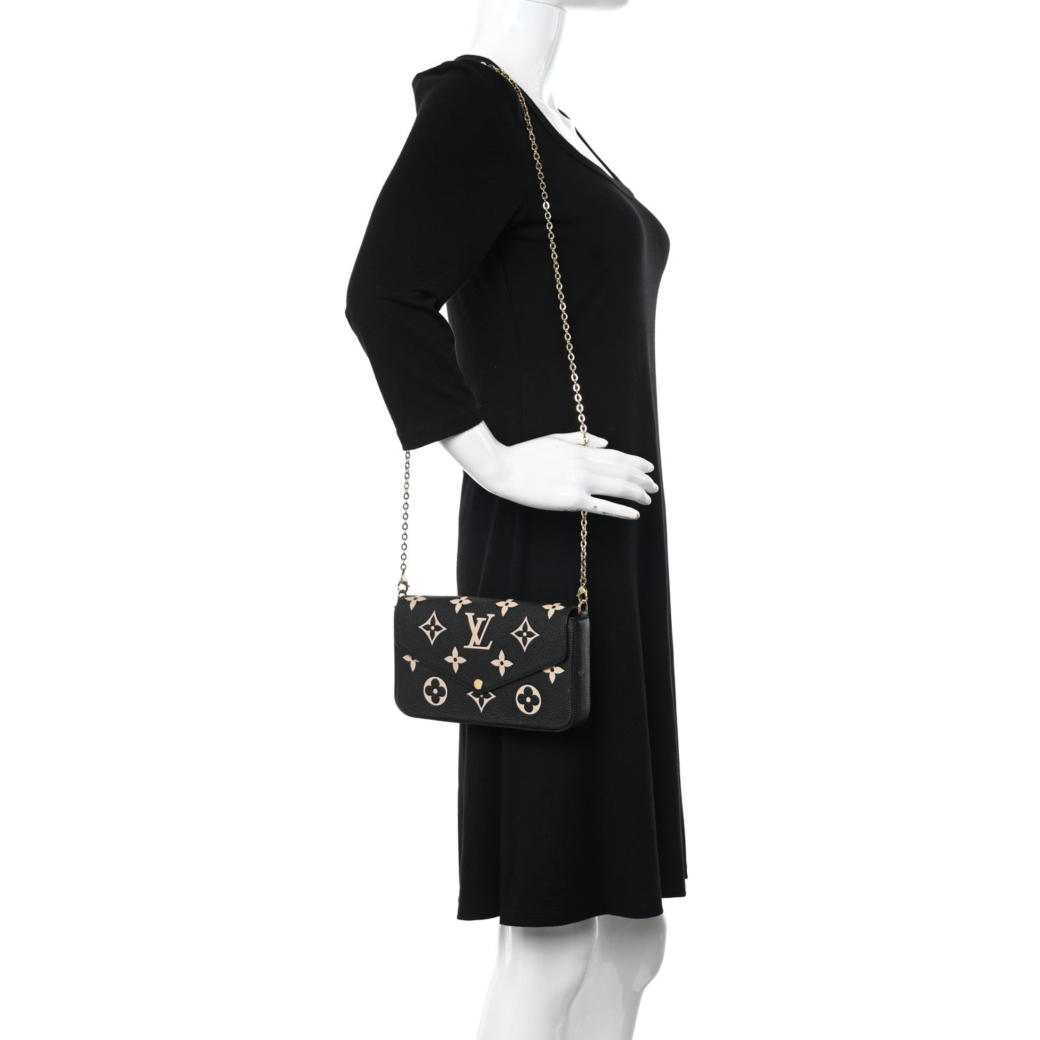 Louis Vuitton Empreinte Monogram Giant Felicie Pochette Black Beige 2 of 13