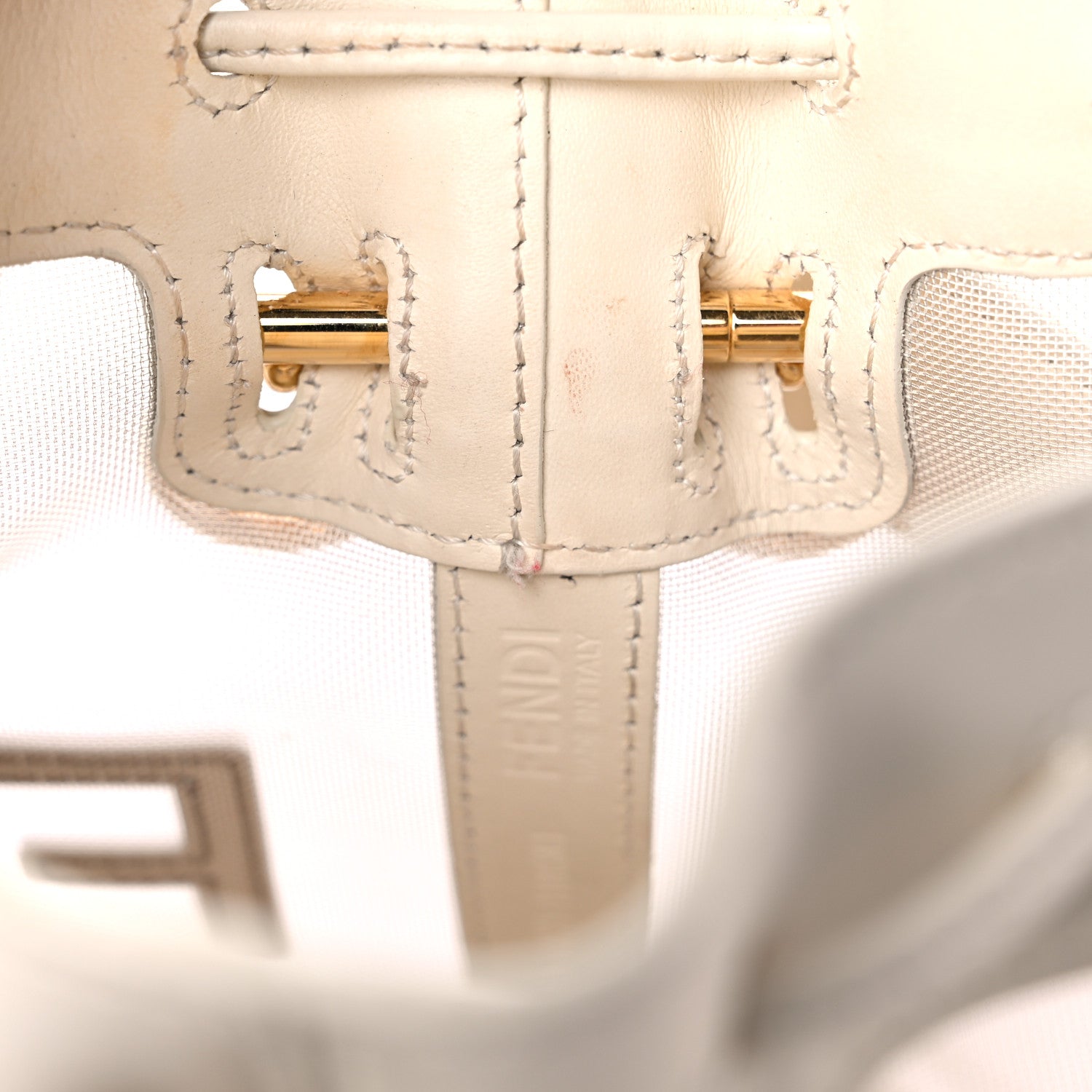 Fendi Mesh Vitello King F is Fendi Logo Embroidered Mini Mon Tresor Bucket Bag Sabbia White Ice 12 of 16