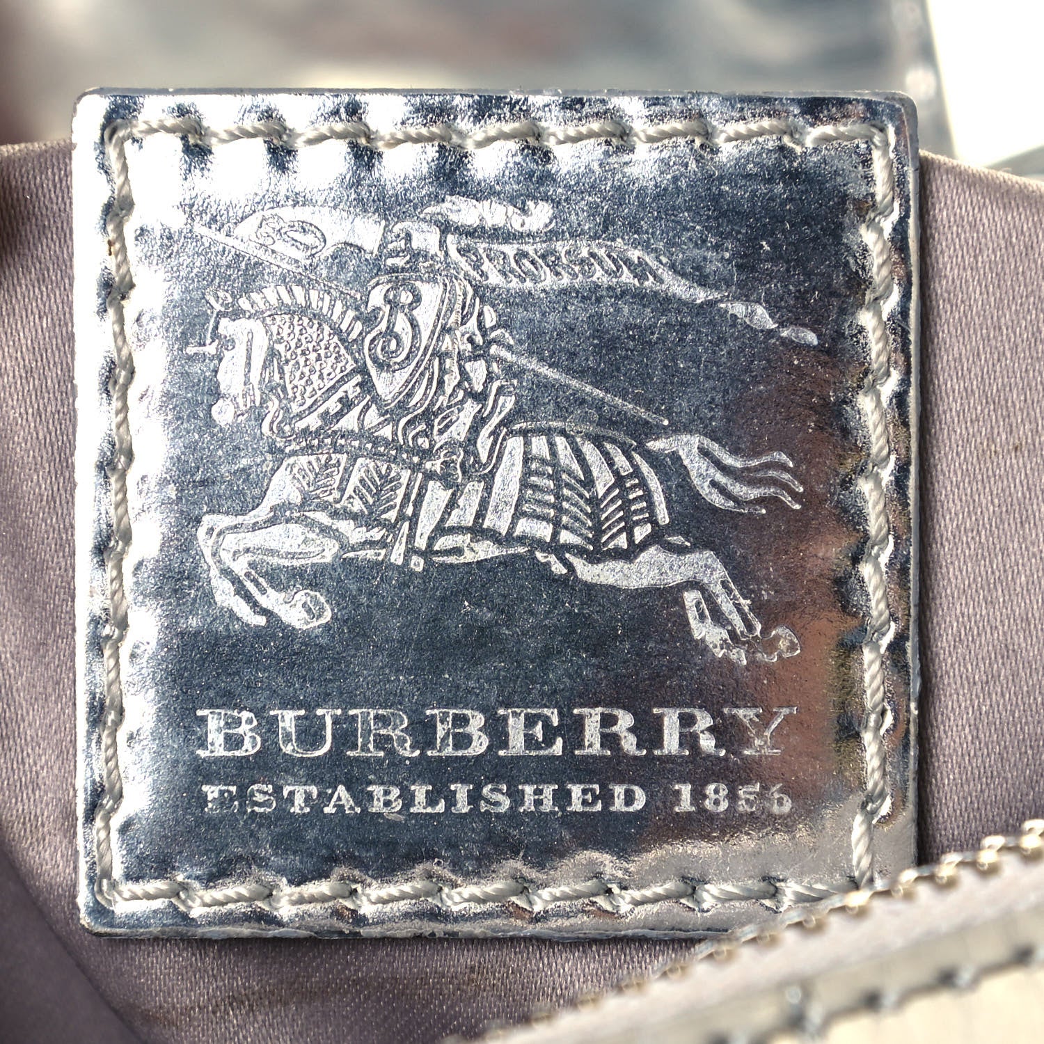 Burberry Metallic Patent House Check Sliced Beaton Silver 6 of 21