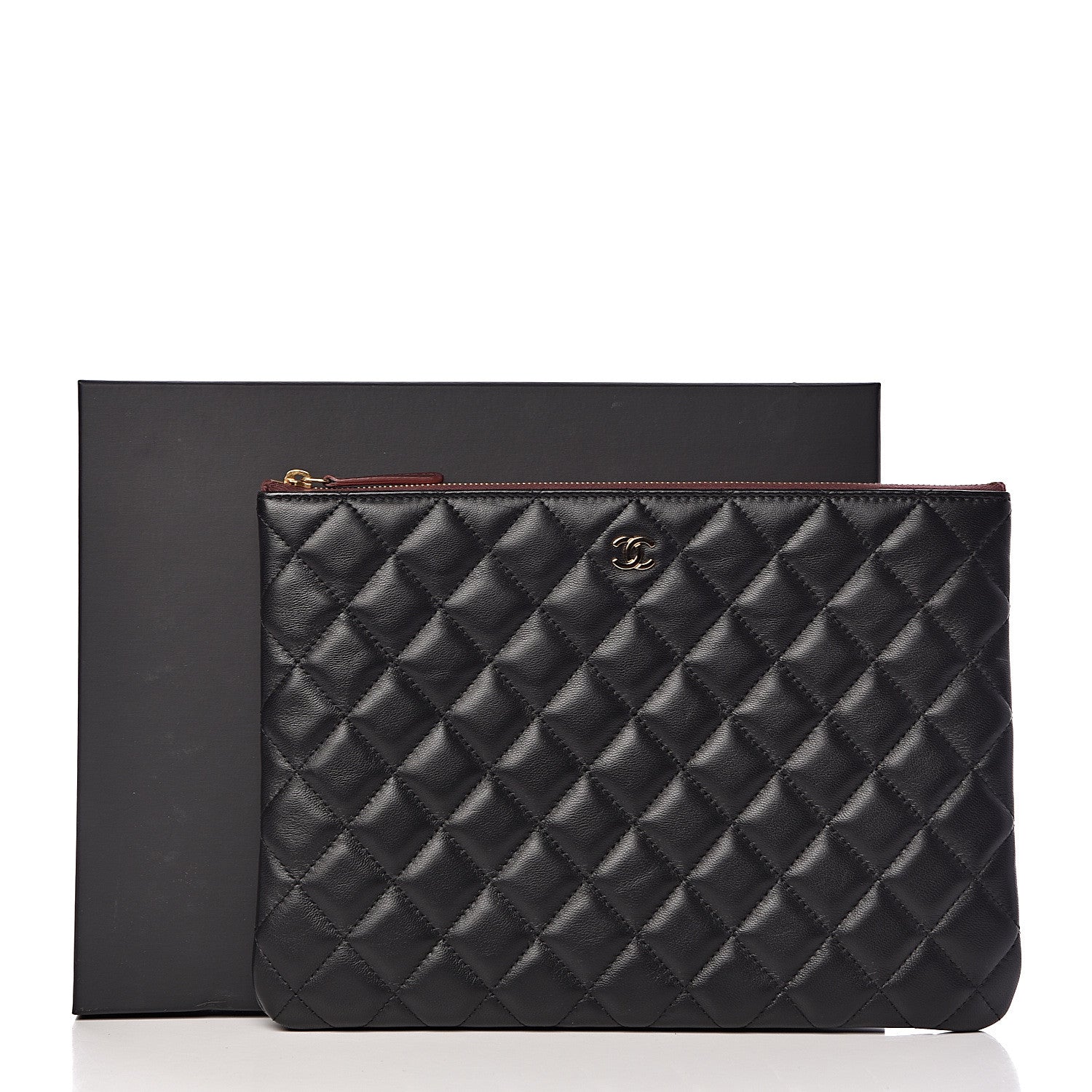 Chanel Lambskin Quilted Medium Cosmetic Case Black 12 of 12