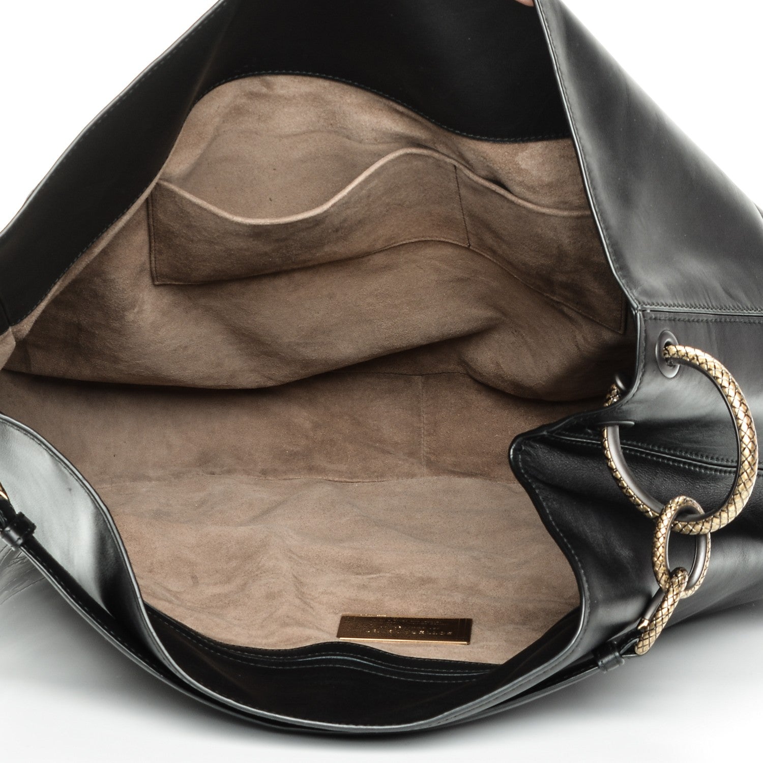 Bottega Veneta Calfskin Crocodile Ostrich Loop Bag Nero Black 5 of 9