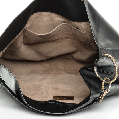 Bottega Veneta Calfskin Crocodile Ostrich Loop Bag Nero Black 5 of 9