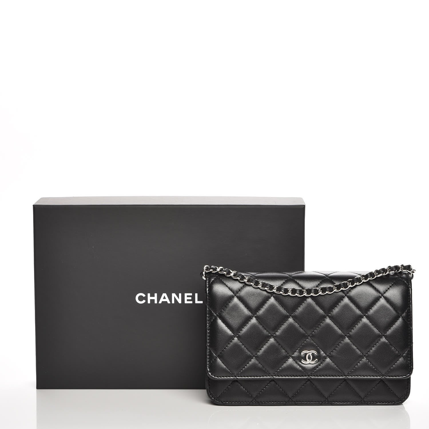 Chanel Lambskin Quilted Wallet On Chain WOC Black 9 of 9