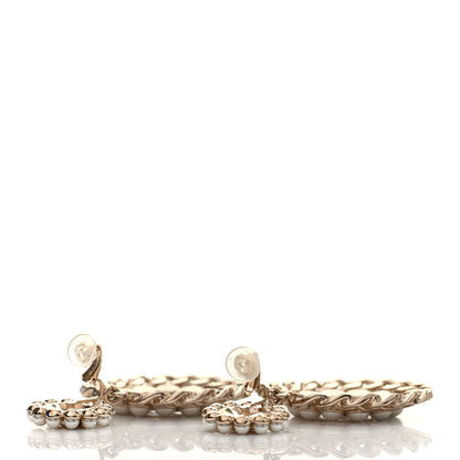 Chanel Pearl Crystal CC Drop Clip On Earrings Gold 3 of 3