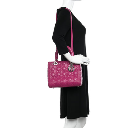 Christian Dior Lambskin Cannage Medium Lady Dior Fuchsia 2 of 9