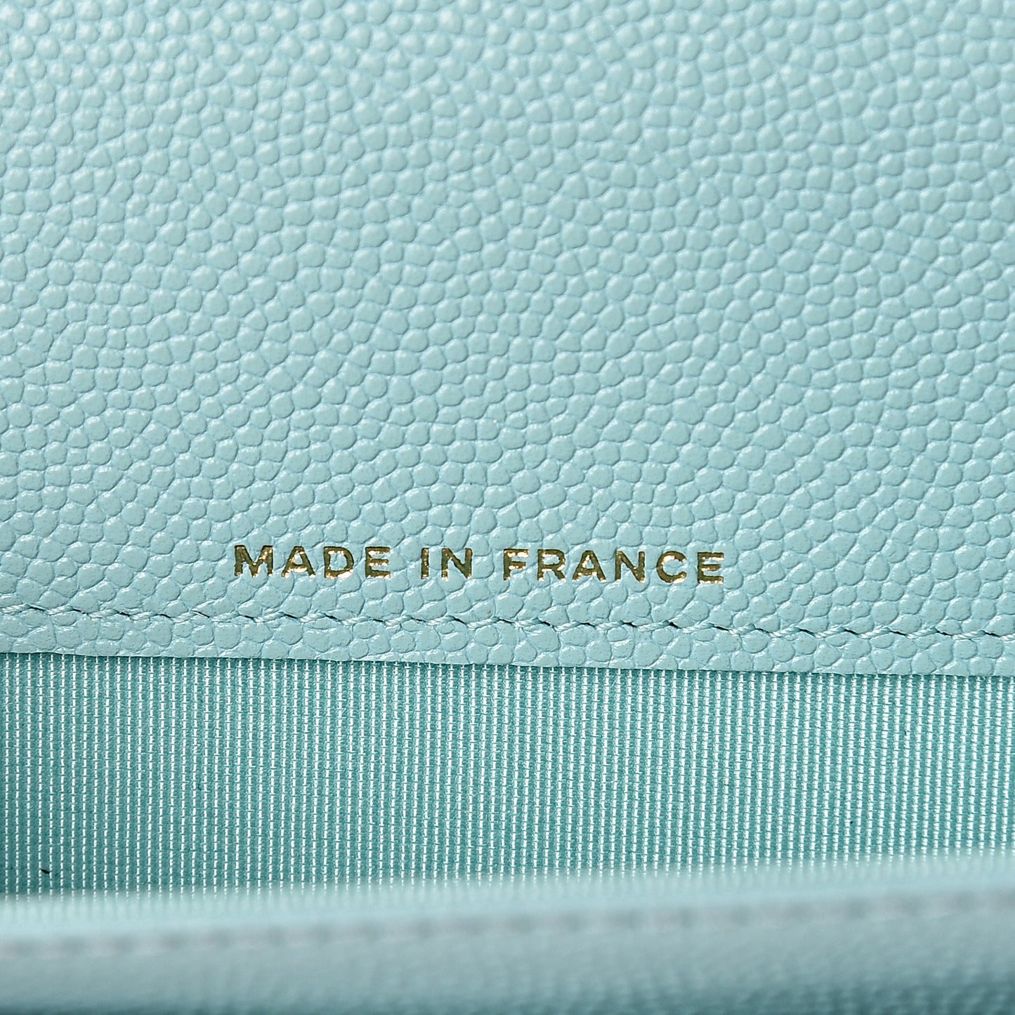 Caviar Quilted Flap Card Holder Light Blue