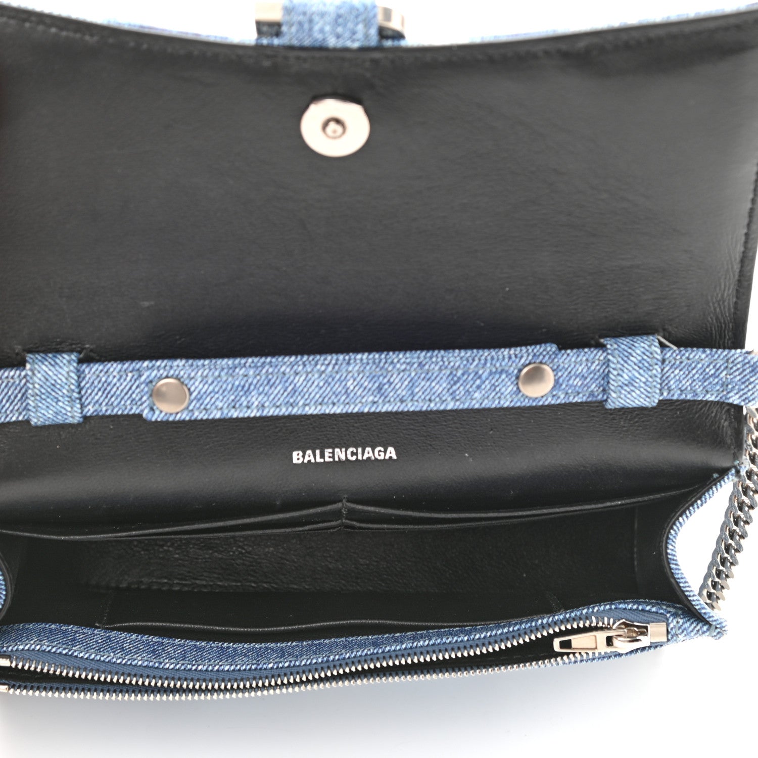 Balenciaga Nappa Denim Printed Hourglass Chain Bag Denim Blue 2 of 9