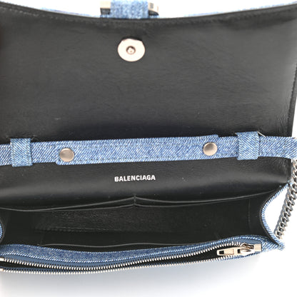 Balenciaga Nappa Denim Printed Hourglass Chain Bag Denim Blue 2 of 9