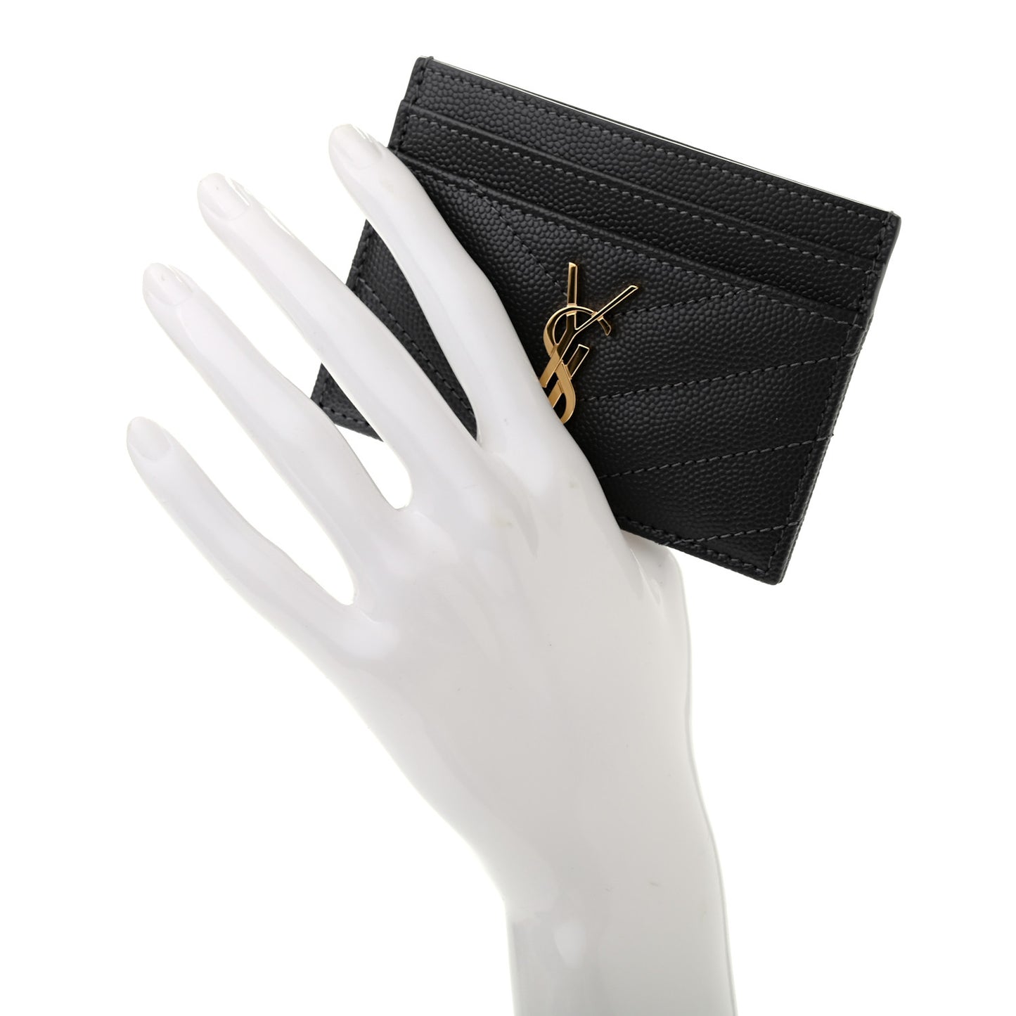 Grain De Poudre Matelasse Chevron Monogram Credit Card Case Storm
