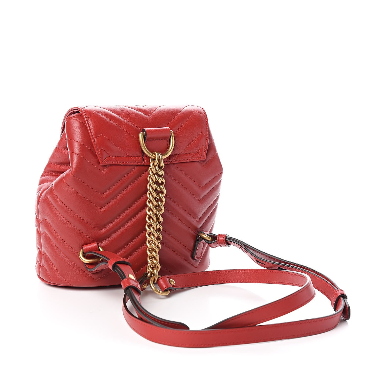 Gucci Calfskin Matelasse GG Marmont Flap Backpack Hibiscus Red 3 of 11