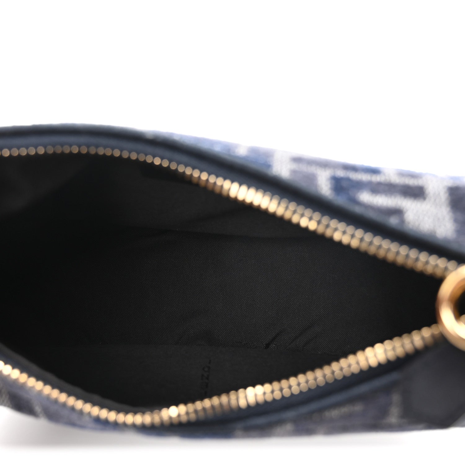Fendi Chenille Vitello Grace FF 1974 Mini Fendigraphy Hobo Bag Blue 5 of 10