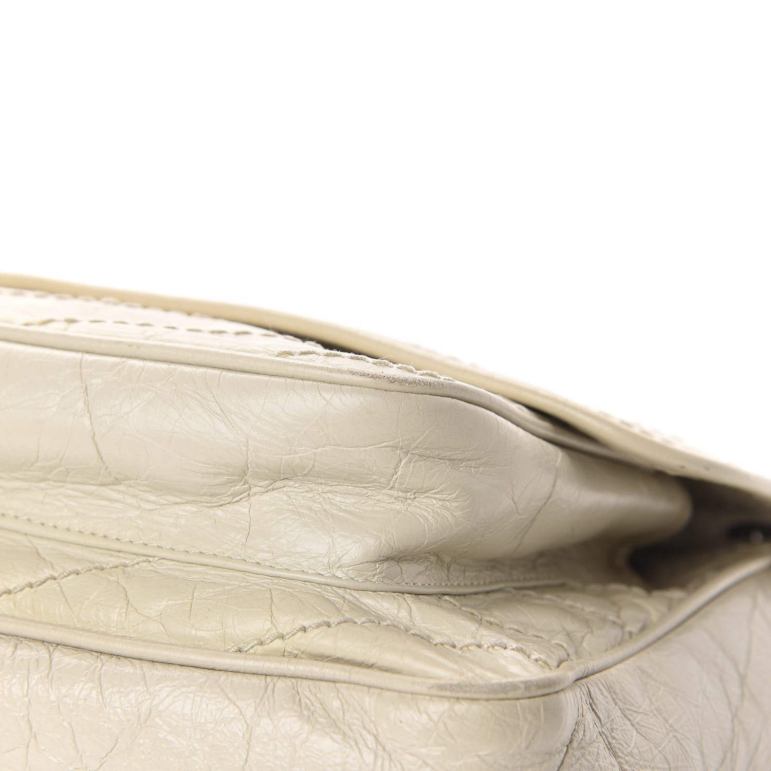 Saint Laurent Crinkled Calfskin Matelasse Monogram Medium Niki Chain Satchel Ivory 9 of 17