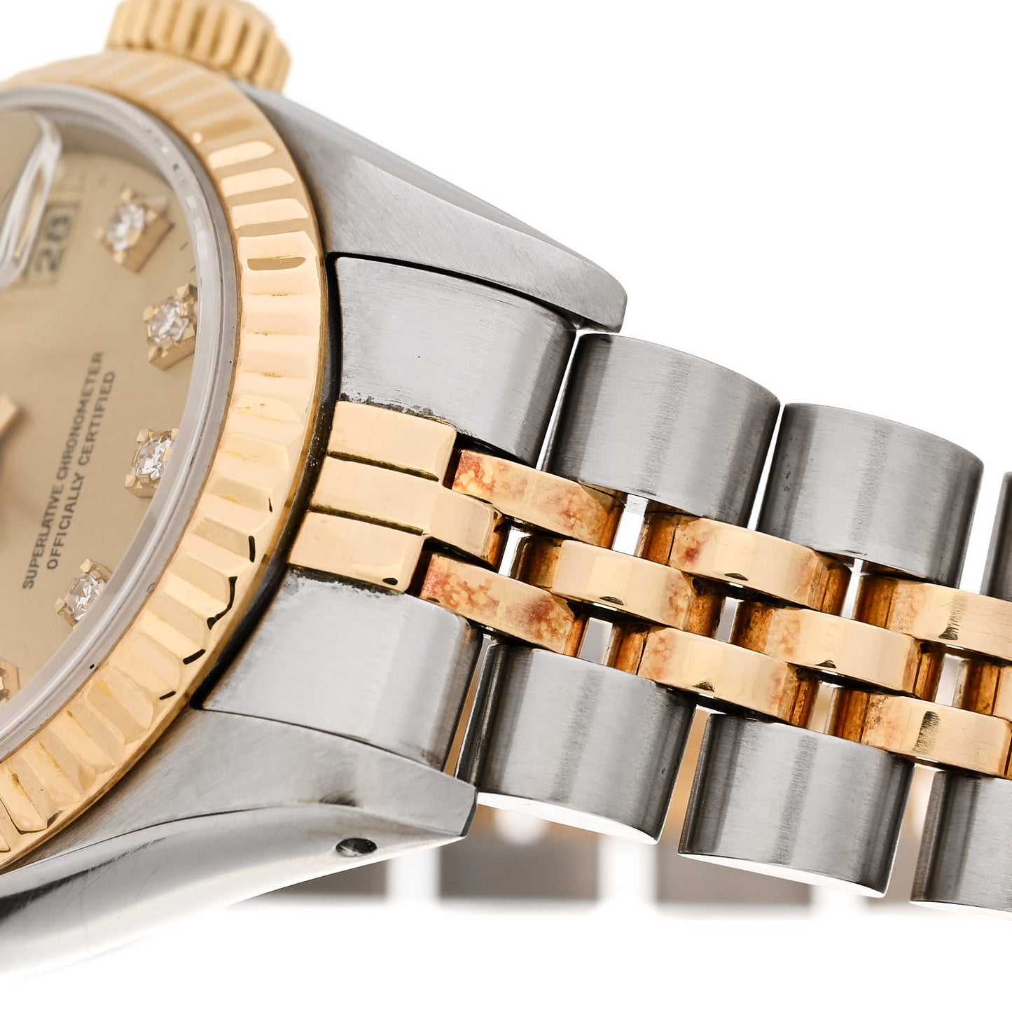 Stainless Steel 18K Yellow Gold Diamond 26mm Oyster Perpetual Datejust Watch Champagne 69173