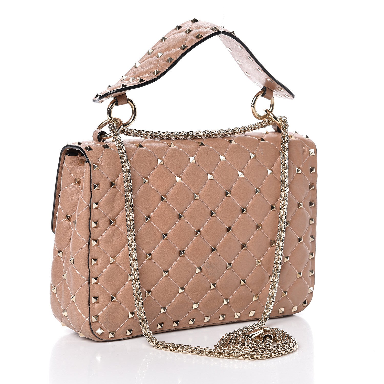 Valentino Garavani Nappa Medium Rockstud Spike Shoulder Bag Camel Rose 3 of 12