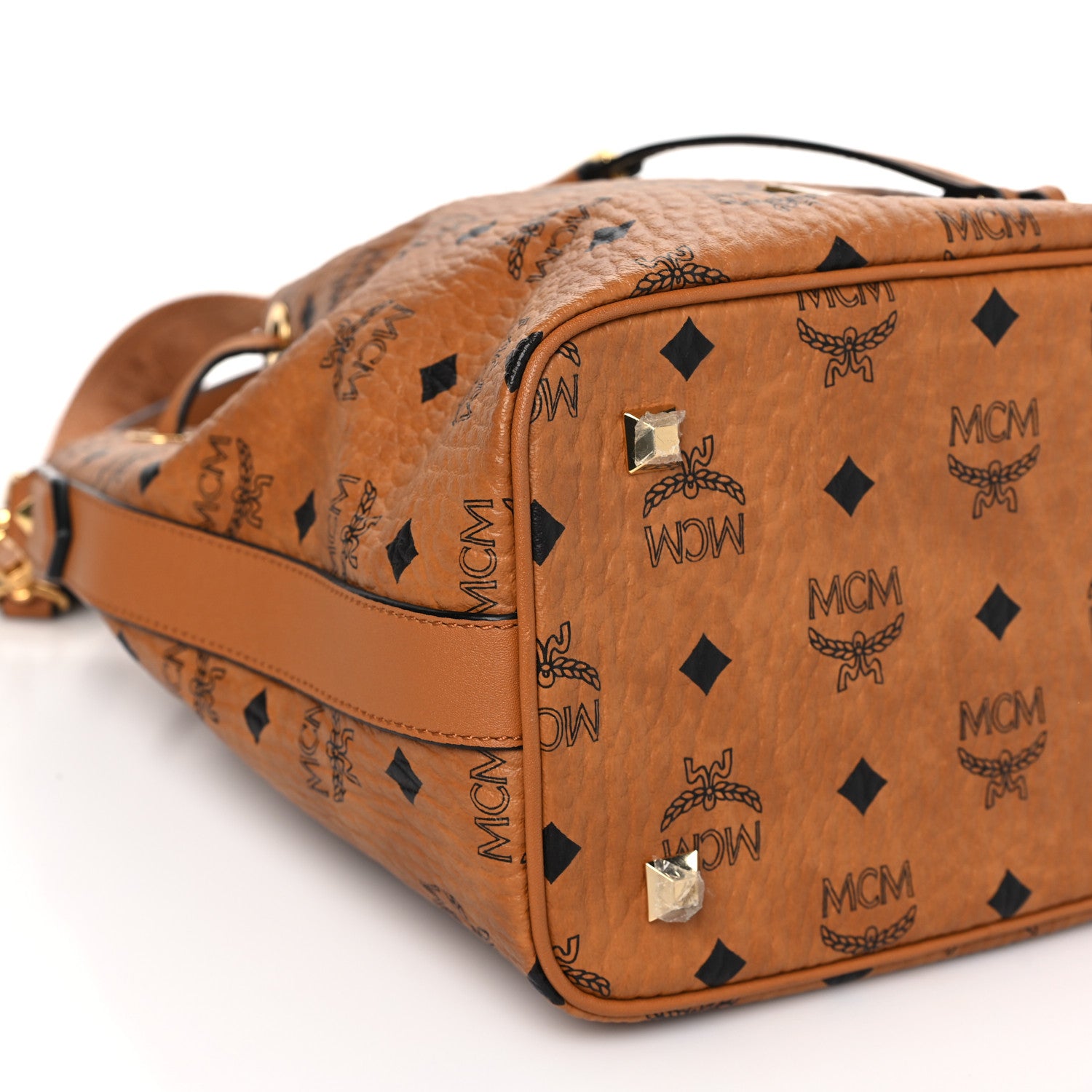 MCM Visetos Small Aren Drawstring Bag Cognac 7 of 8