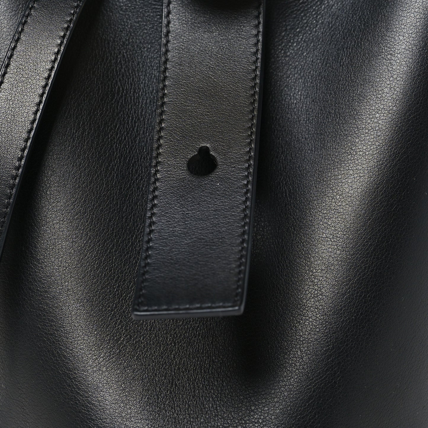 Smooth Calfskin Mini Pebble Bucket Bag Black
