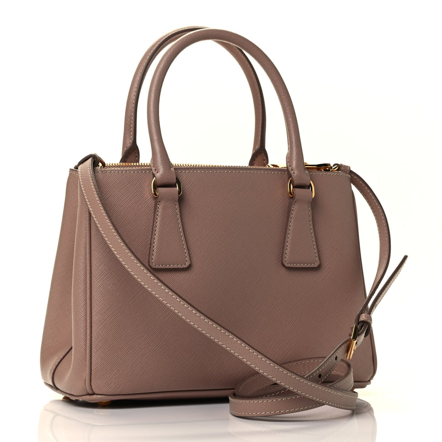 Saffiano Mini Galleria Double Zip Tote Cipria