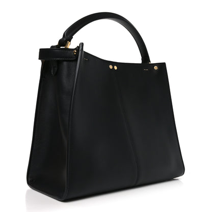 Fendi Vitello Seta Glazed Fabric FF 1974 Medium Peekaboo X-Lite Black Mogano Panna 3 of 9