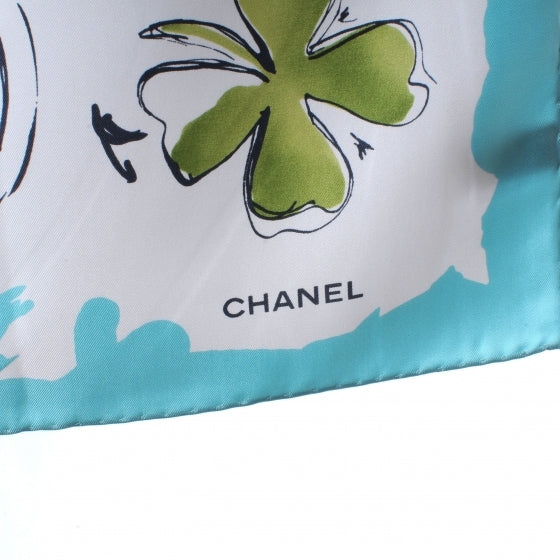 Silk CC Camellia Clover Heart Scarf