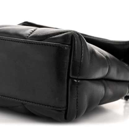 Saint Laurent Lambskin Quilted Toy Loulou Puffer Monogram Monochrome Chain Satchel Black 10 of 13