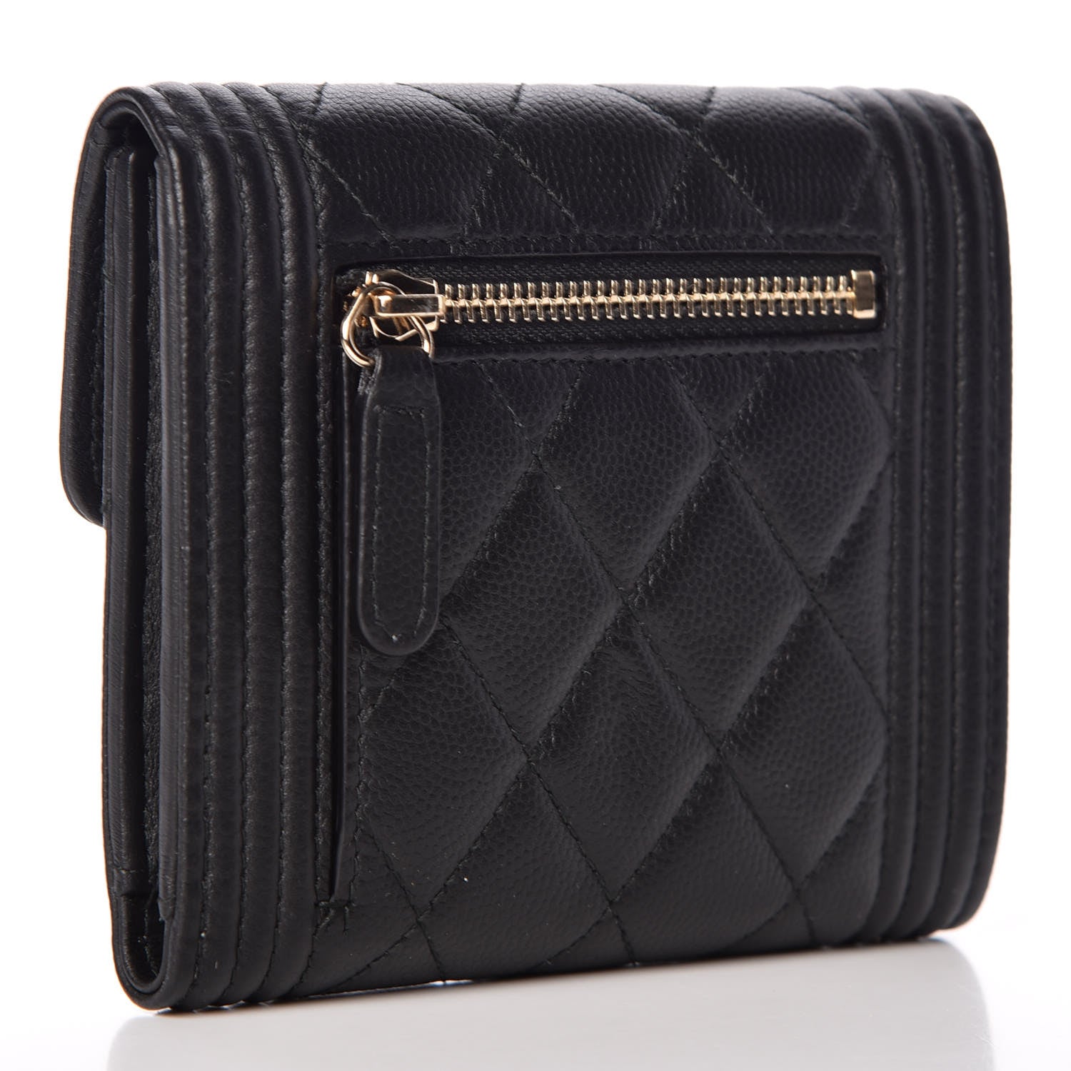 Chanel Caviar Quilted Compact Boy Wallet Black 3 of 9