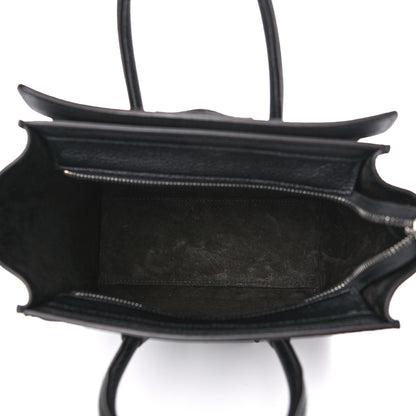 Celine Drummed Calfskin Nano Luggage Black 5 of 10