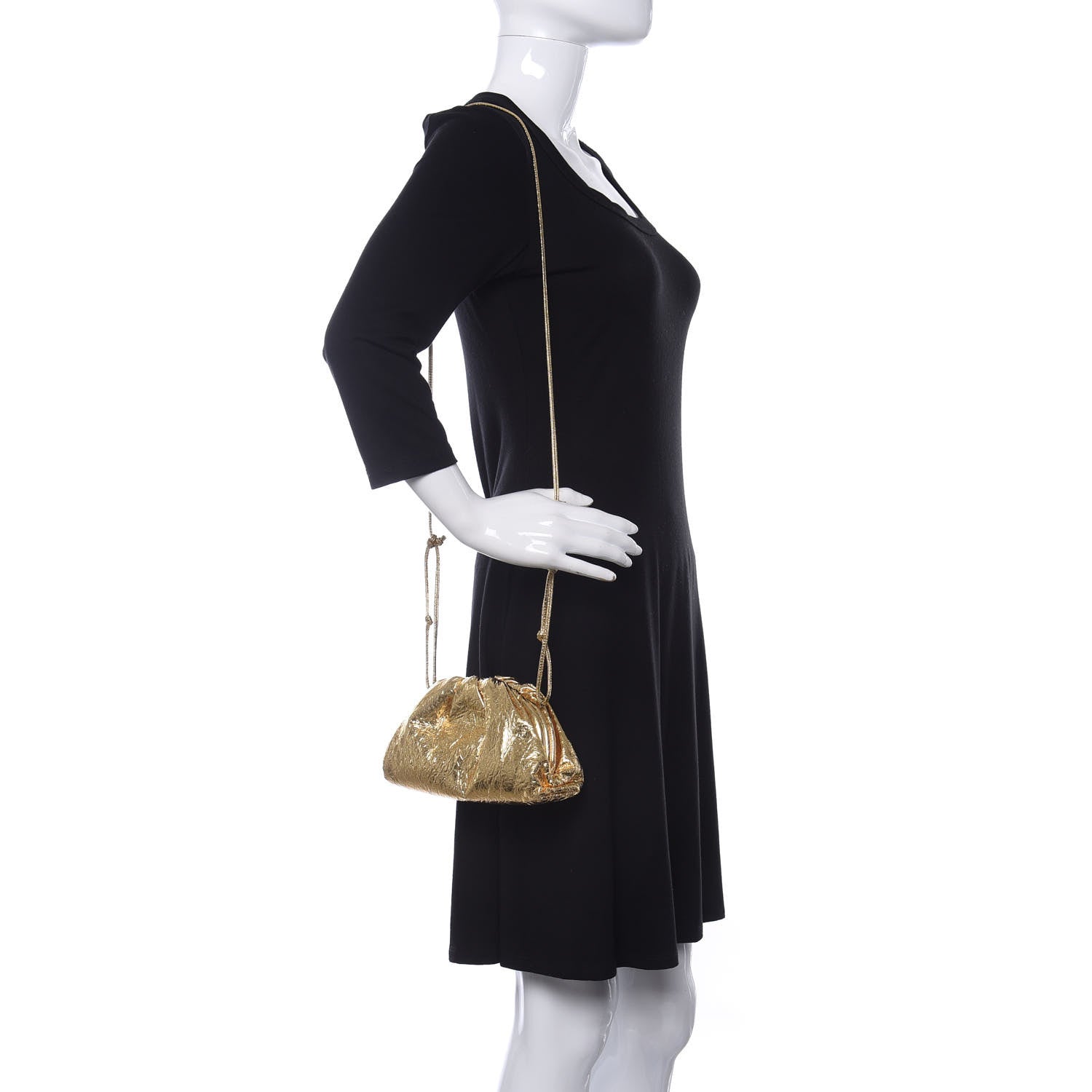 Bottega Veneta Metallic Crinkled Lambskin The Mini Pouch Oro 2 of 9
