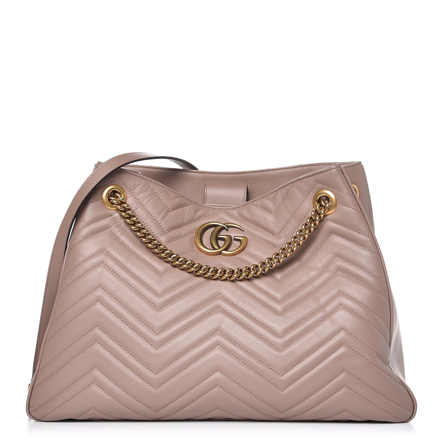 Gucci Calfskin Matelasse Medium GG Marmont Shoulder Tote Bag Porcelain Rose 1 of 8