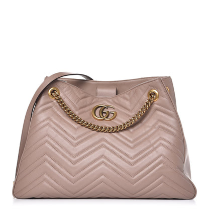 Gucci Calfskin Matelasse Medium GG Marmont Shoulder Tote Bag Porcelain Rose 1 of 8