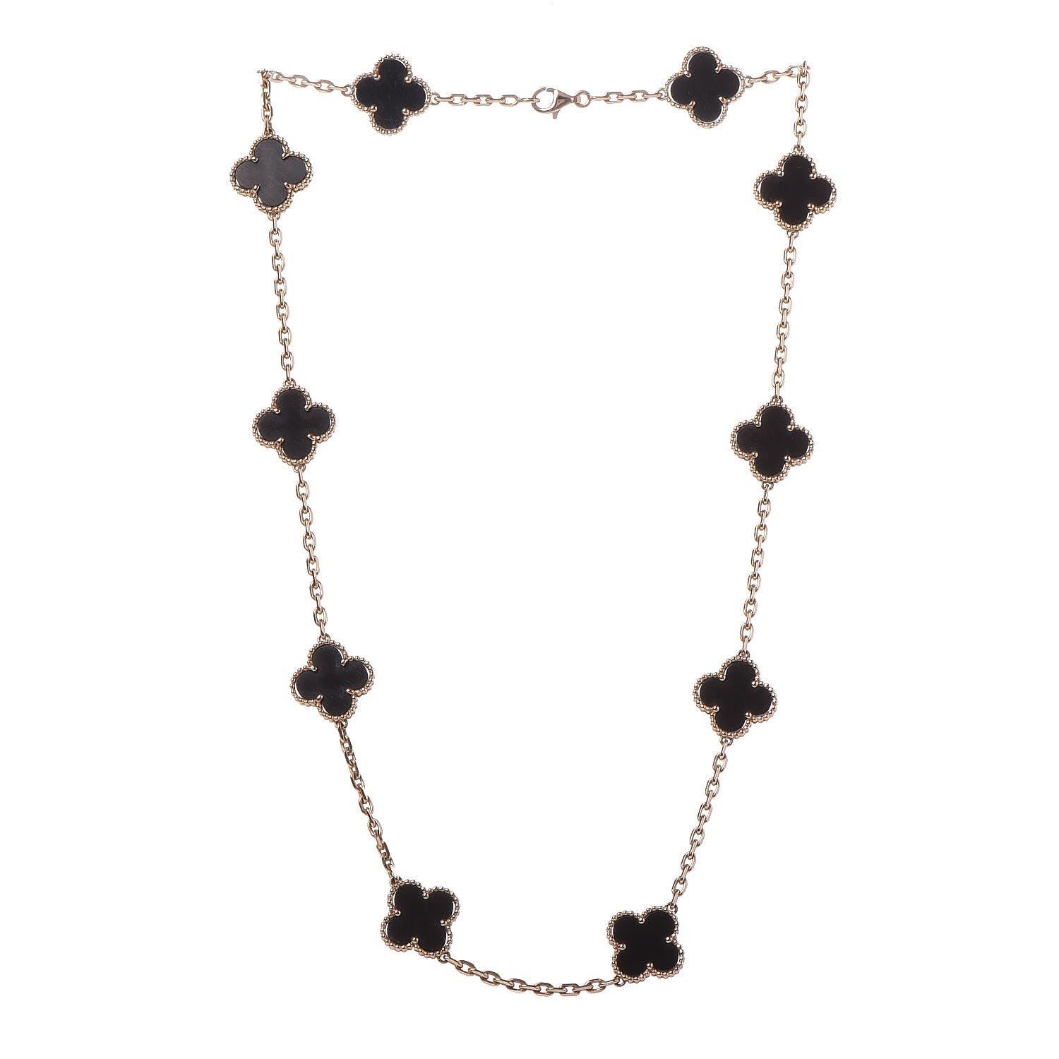 Van Cleef & Arpels 18K Yellow Gold Letterwood 10 Motifs Vintage Alhambra Necklace 3 of 7