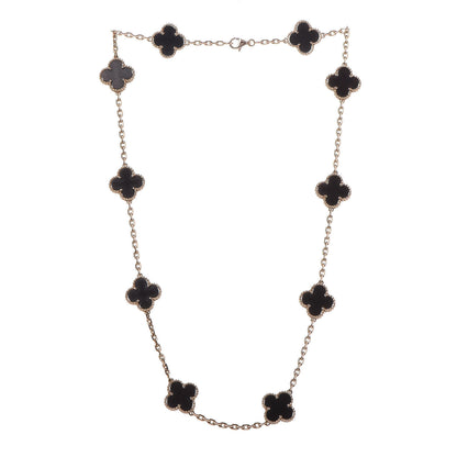 Van Cleef & Arpels 18K Yellow Gold Letterwood 10 Motifs Vintage Alhambra Necklace 3 of 7