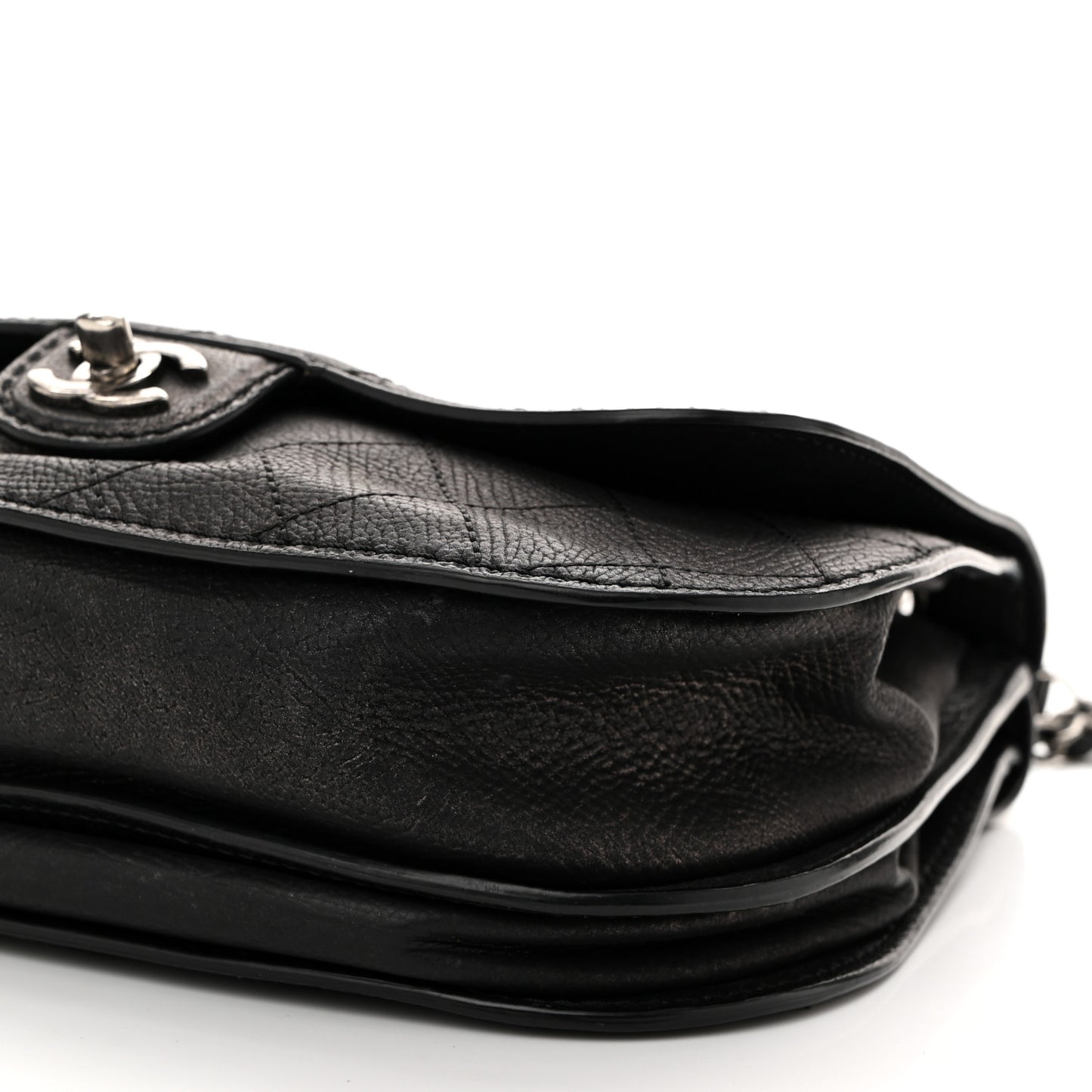 Calfskin Coco Twin Large Flap Black