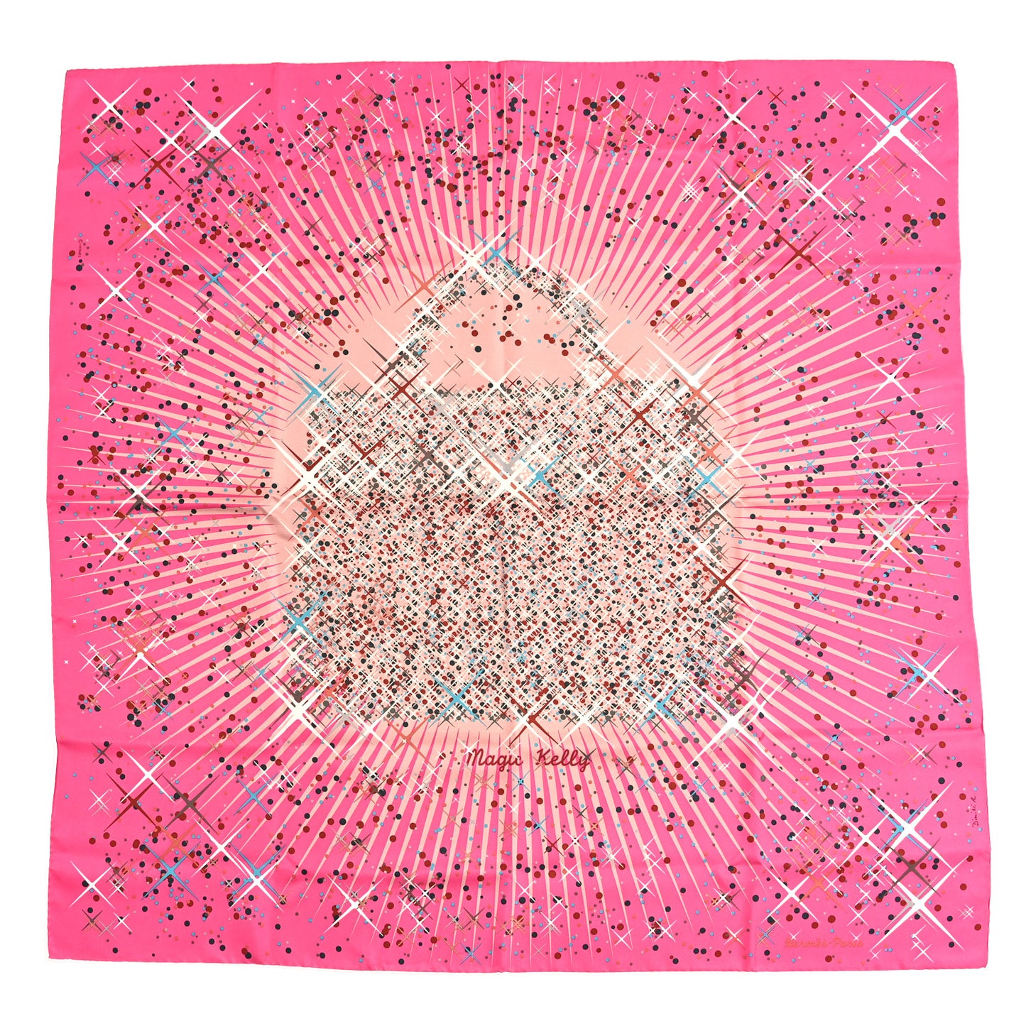 Silk Magic Kelly Pocket Square Scarf Rose Vif Rose Pale Rouge