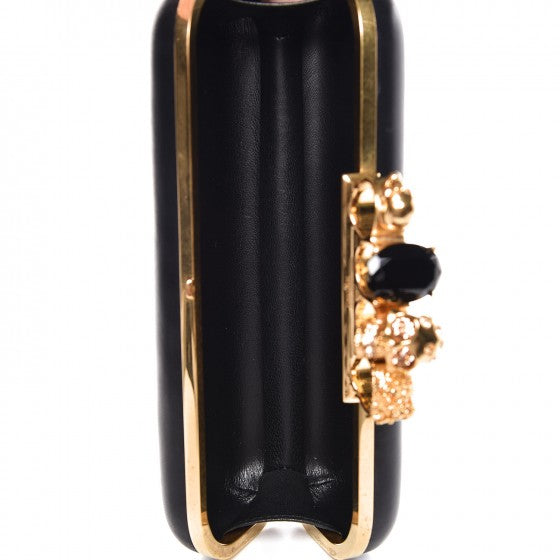 Nappa Chain Knuckle Box Clutch Black