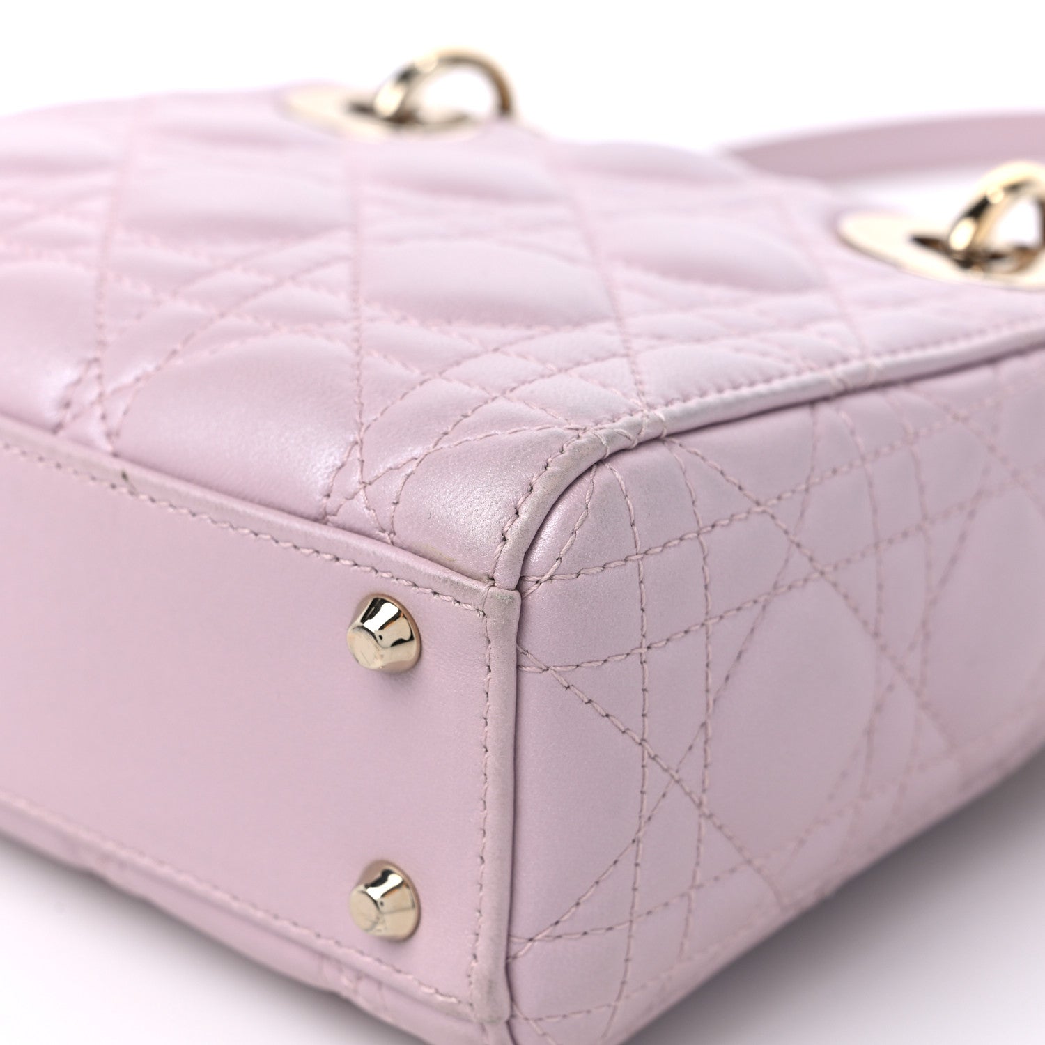 Christian Dior Metallic Calfskin Cannage Mini Lady Dior Pink 10 of 15