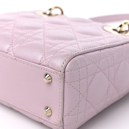Christian Dior Metallic Calfskin Cannage Mini Lady Dior Pink 10 of 15