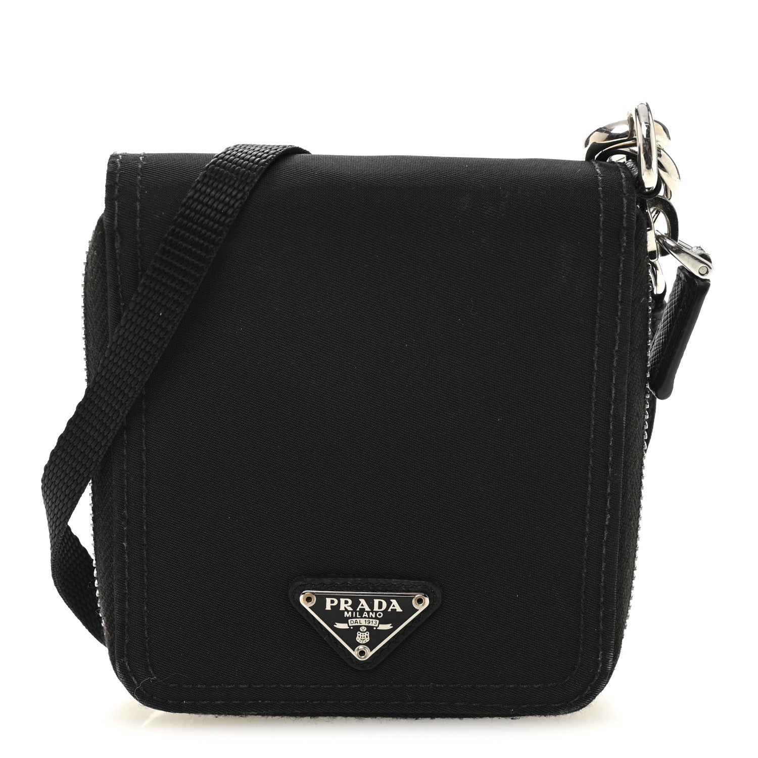 Prada Tessuto Nylon Zip Around Wallet On Strap Black 1 of 7