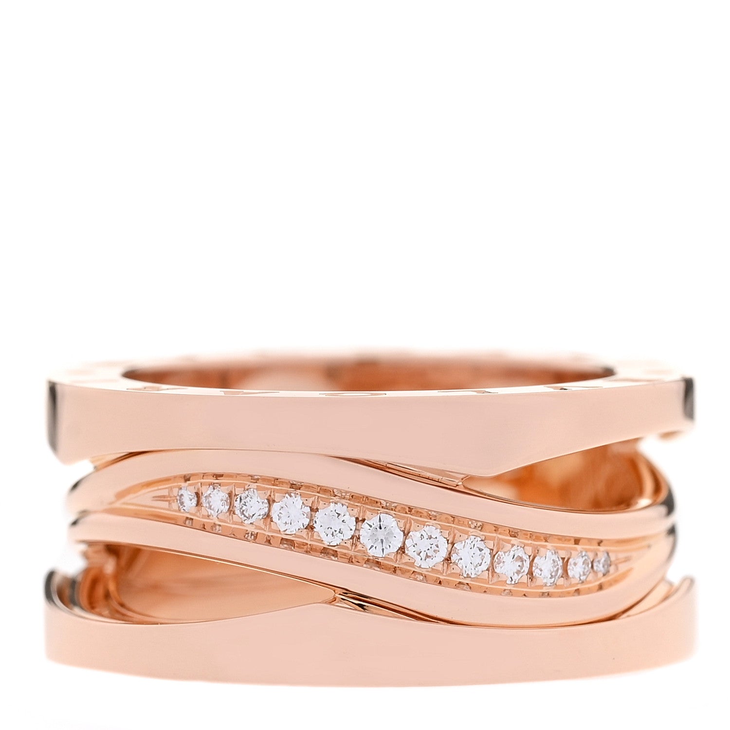Bulgari 18K Rose Gold Diamond Pave B.Zero1 Legend Ring 52 6 3 of 6