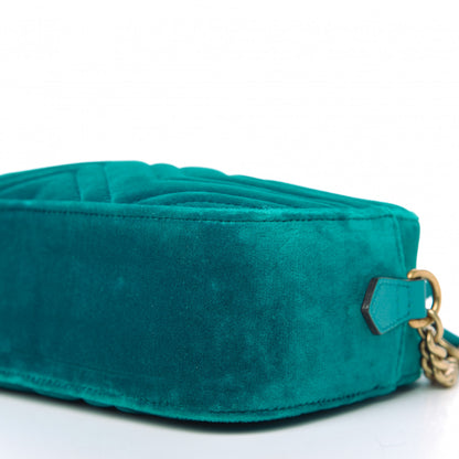 Gucci Velvet Matelasse Small GG Marmont Chain Shoulder Bag Pavone Cyan 7 of 10